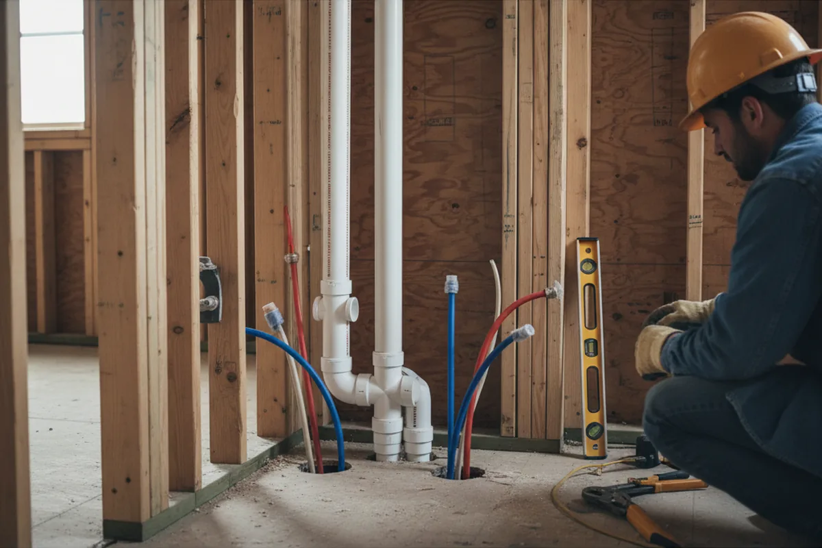 Drain and supply rough-in during Sump Pump Repair in Graniteville
